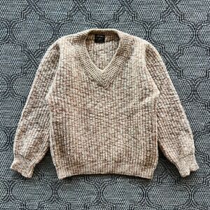 Vintage Golden Arrow Sweater Womens Large Gold Wool Chunky Knit V-Neck 50s 60s